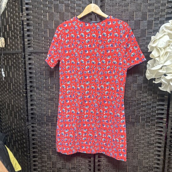 Draper James Red Floral Short Sleeve Mini Dress Size Medium - Picture 7 of 7